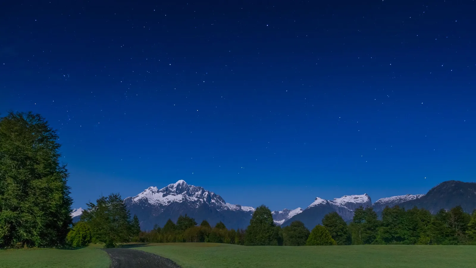 Snow-capped Andes in Patagonia under the stars